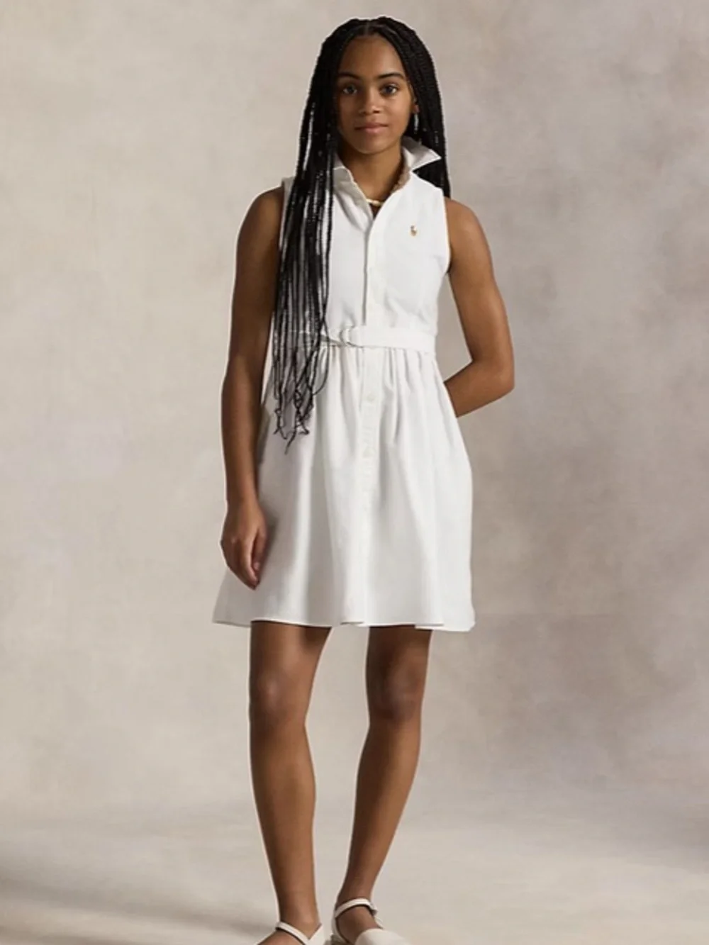 Ralph Lauren Belted Cotton Oxford Shirtdress Girls 10